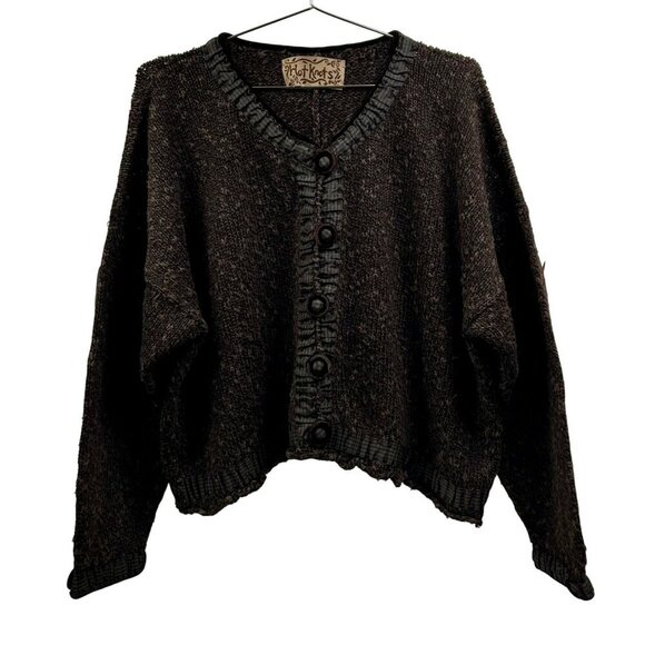 Hot Knots Handmade Button-Up Cardigan Sweater Boho Cottagecore Vintage Look - Picture 1 of 14